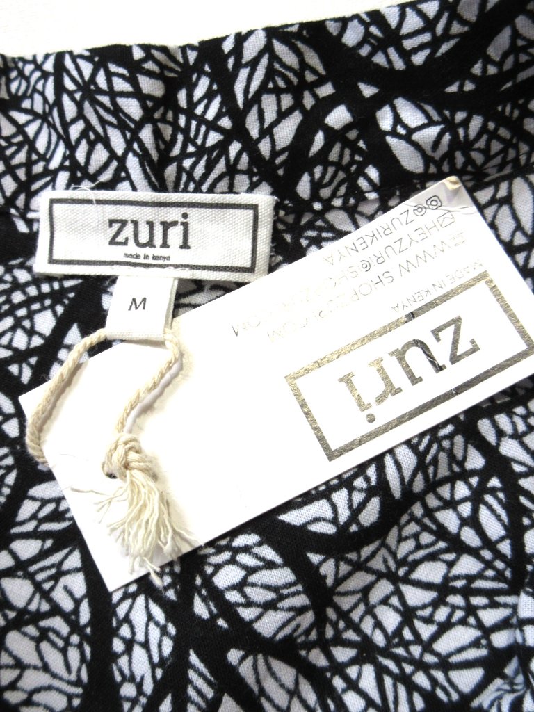 Nwt Zuri Kenya Just One Dress In Canopy Black White Cotton Button Shirtdress M — image 6 of 6